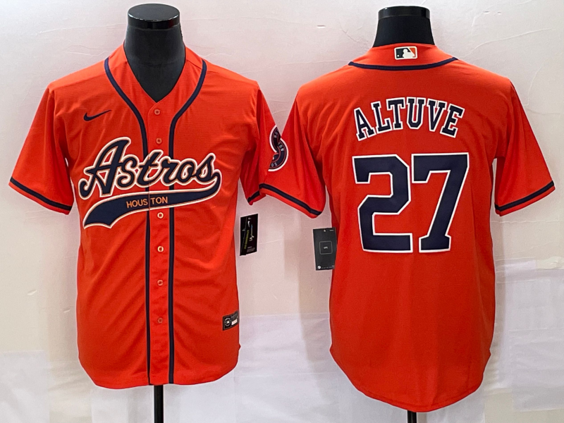 Men's Houston Astros Jose Altuve #27 Orange Jersey Joint Edition